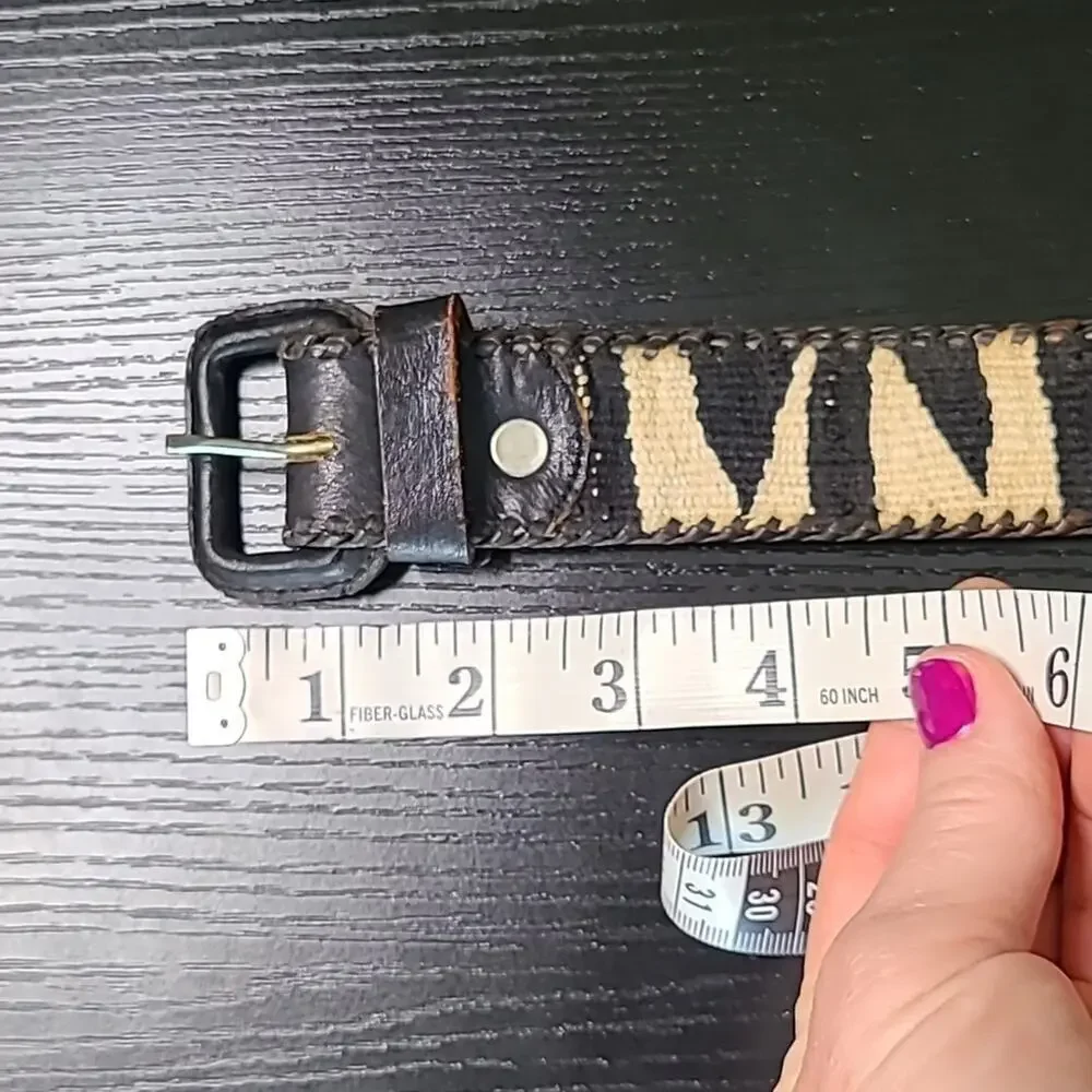 Aztec style leather and canvas belt